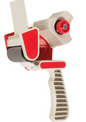 White and red tape dispenser on a white background