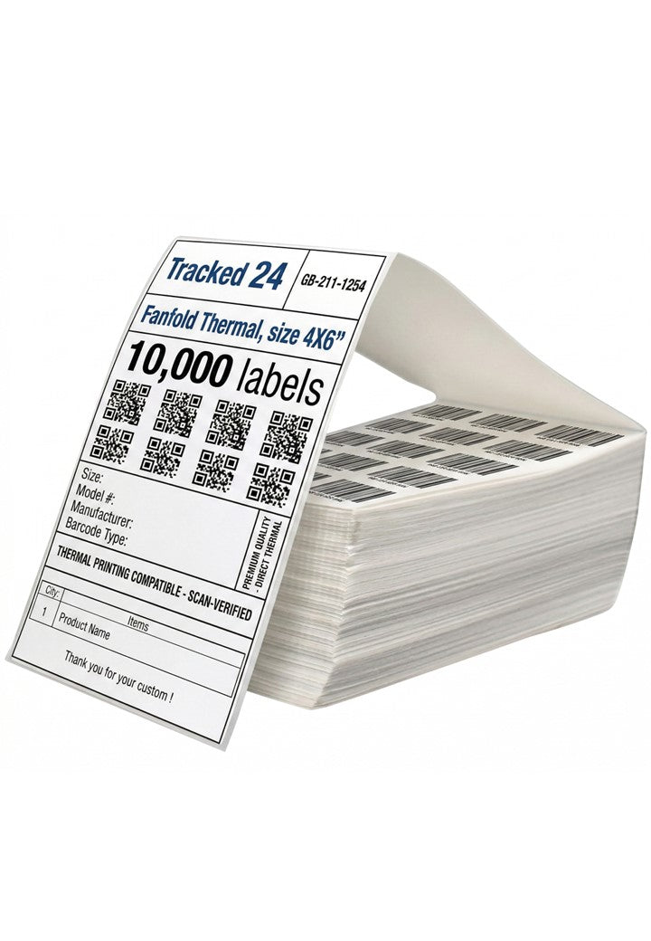 Thermal Labels 4x6" - Fanfold x10,000 sheets